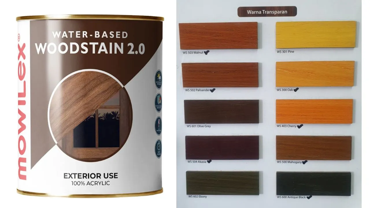 Pilihan Variasi Warna Mowilex Woodstain Cat Pelapis Kayu