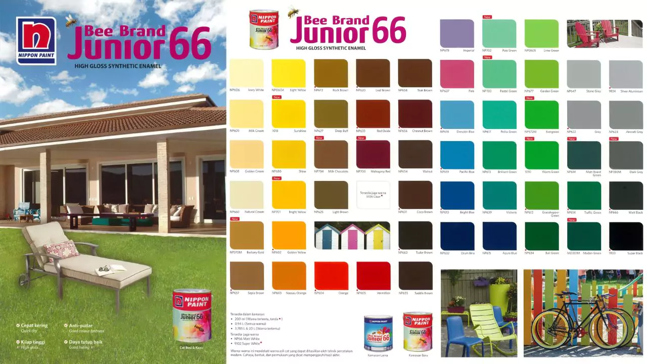 Warna Cat Kayu Dan Besi Nippon Paint Bee Brand 66 High Gloss Synthetic Enamel