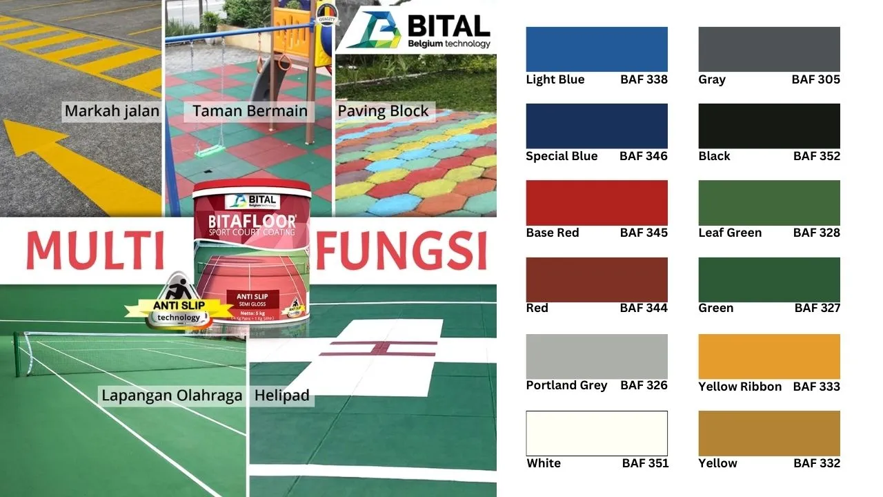 Warna Cat Lapangan Bitafloor Sport Court Coating