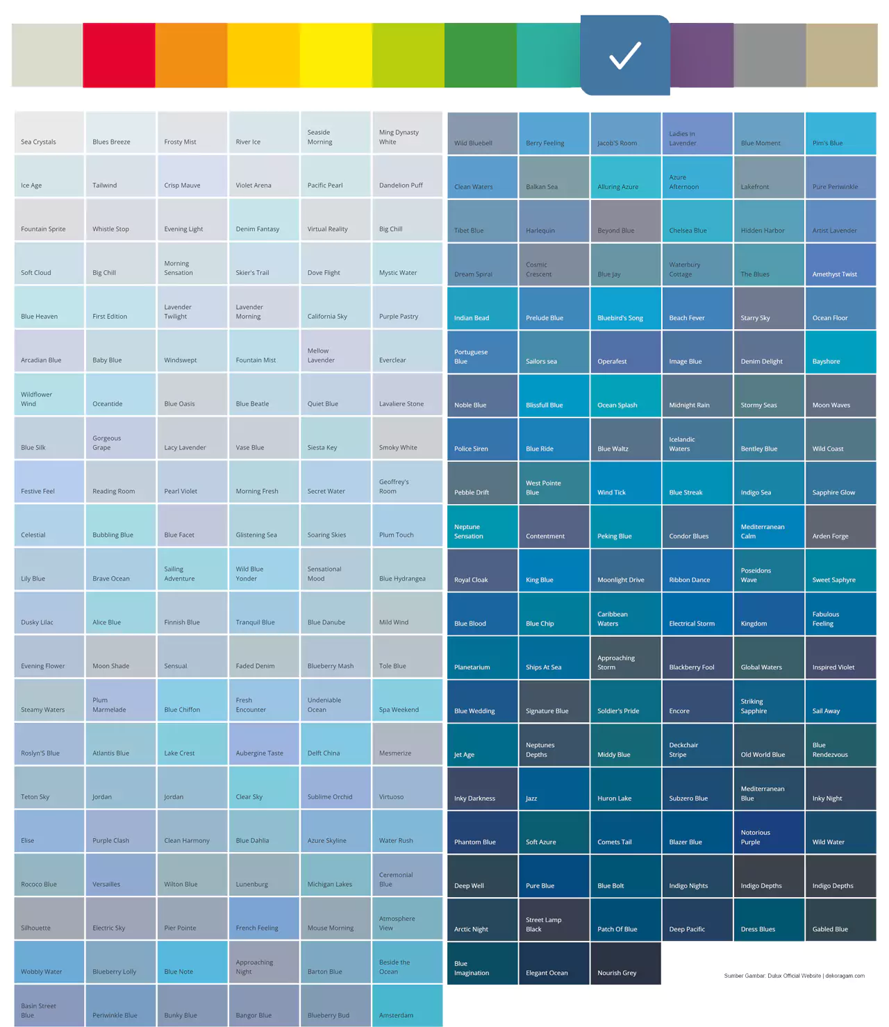 Katalog Warna Biru Cat Dulux Catylac Interior