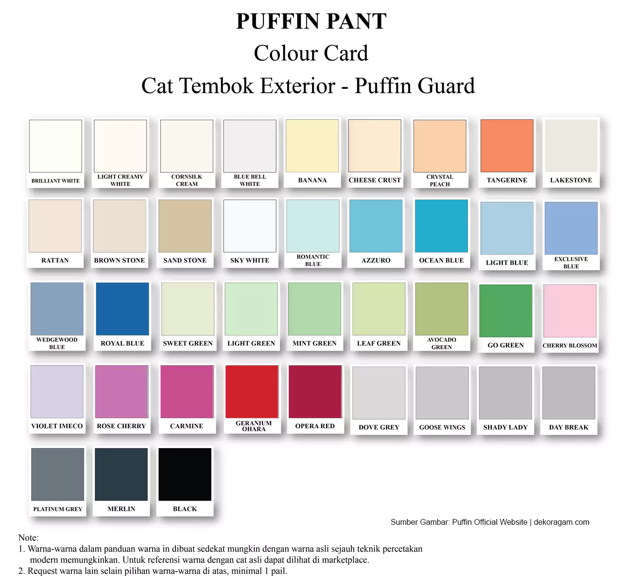 Katalog Warna Cat Puffin Guard