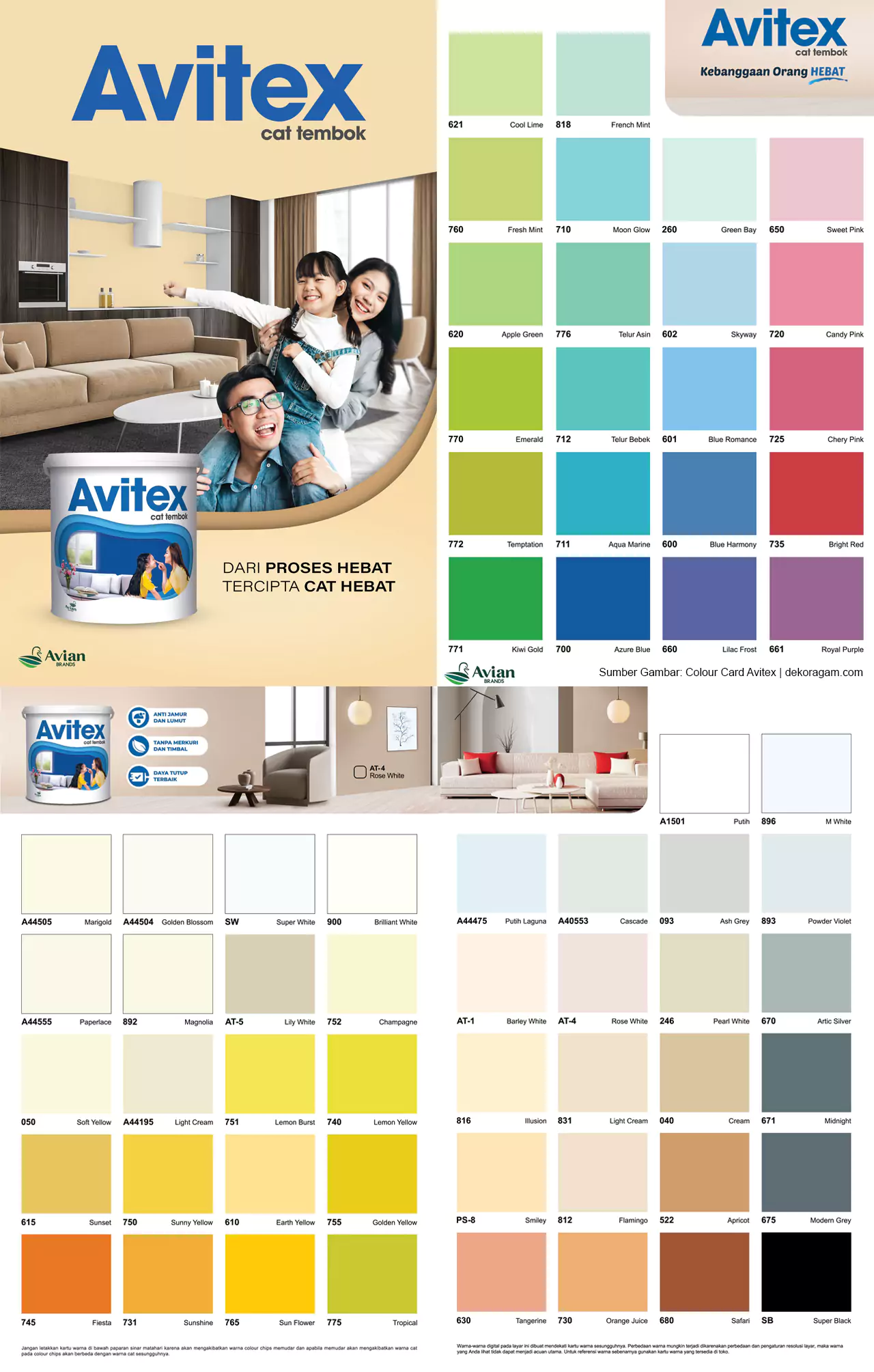 Katalog Warna Cat Tembok Interior Avitex