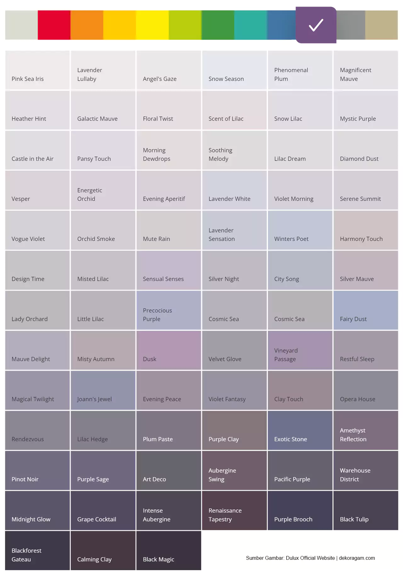 Katalog Warna Ungu Cat Dulux Catylac Exterior