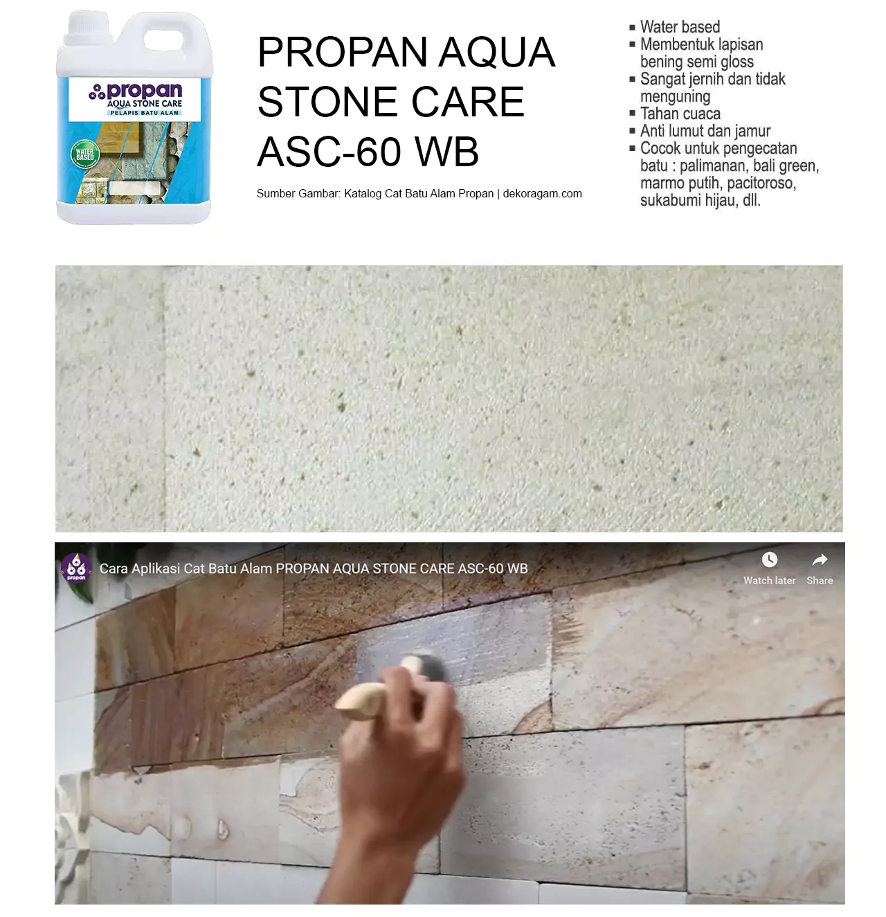 Warna Cat Batu Alam Propan Stone Care Asc 60 Wb