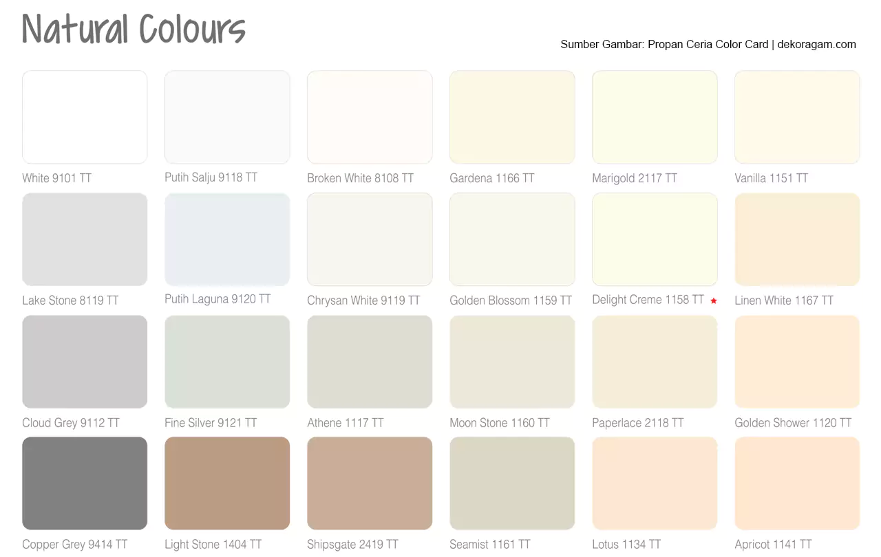 Katalog Warna Natural Colours Cat Propan Ceria