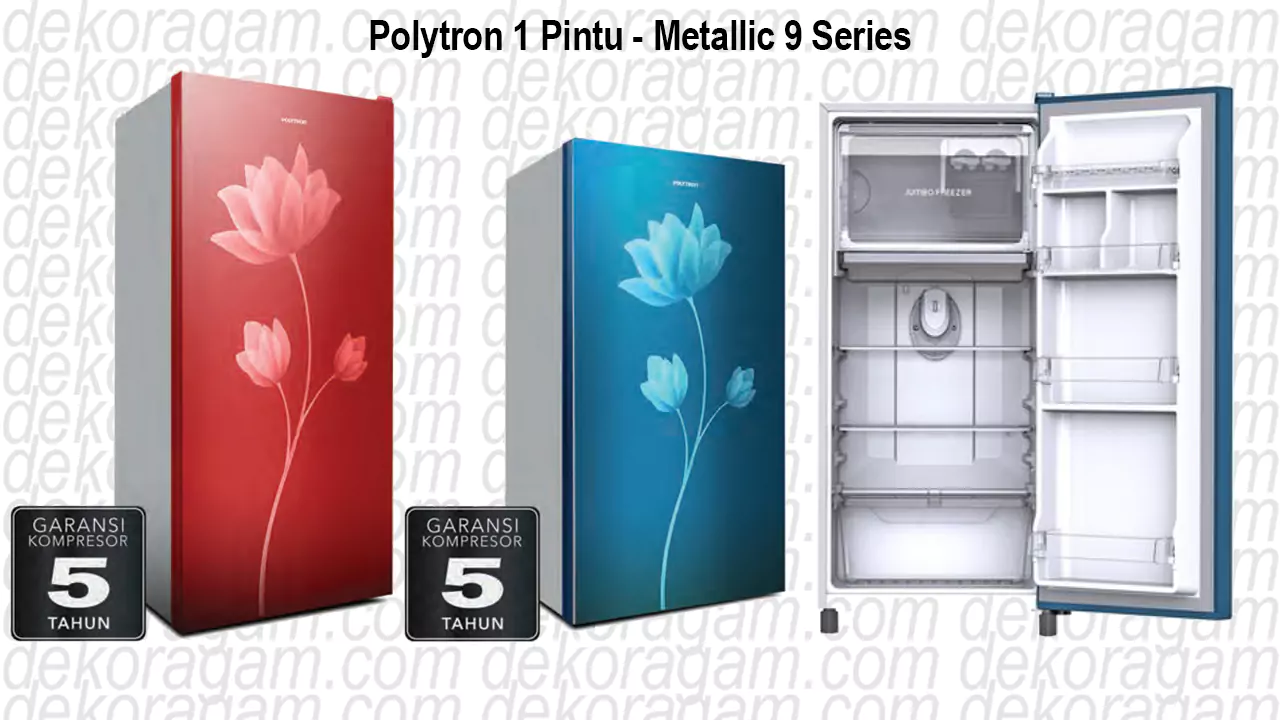 Kulkas Polytron Metallic 1 Pintu Metal 9 Series