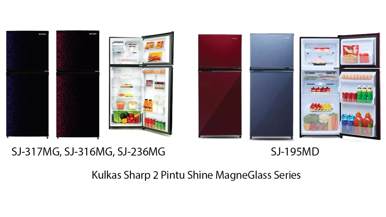 Kulkas Sharp 2 Pintu Shine Magneglass Series