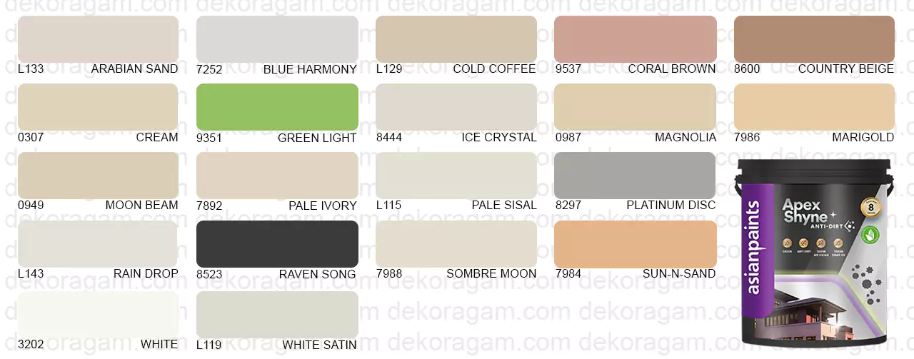 Katalog Warna Asian Paints Apex Shyne Cat Tembok Yang Mengkilap