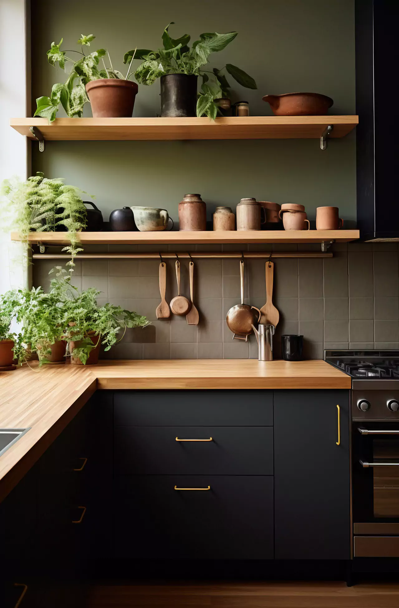 Dapur Kecil Warna Hijau Olive