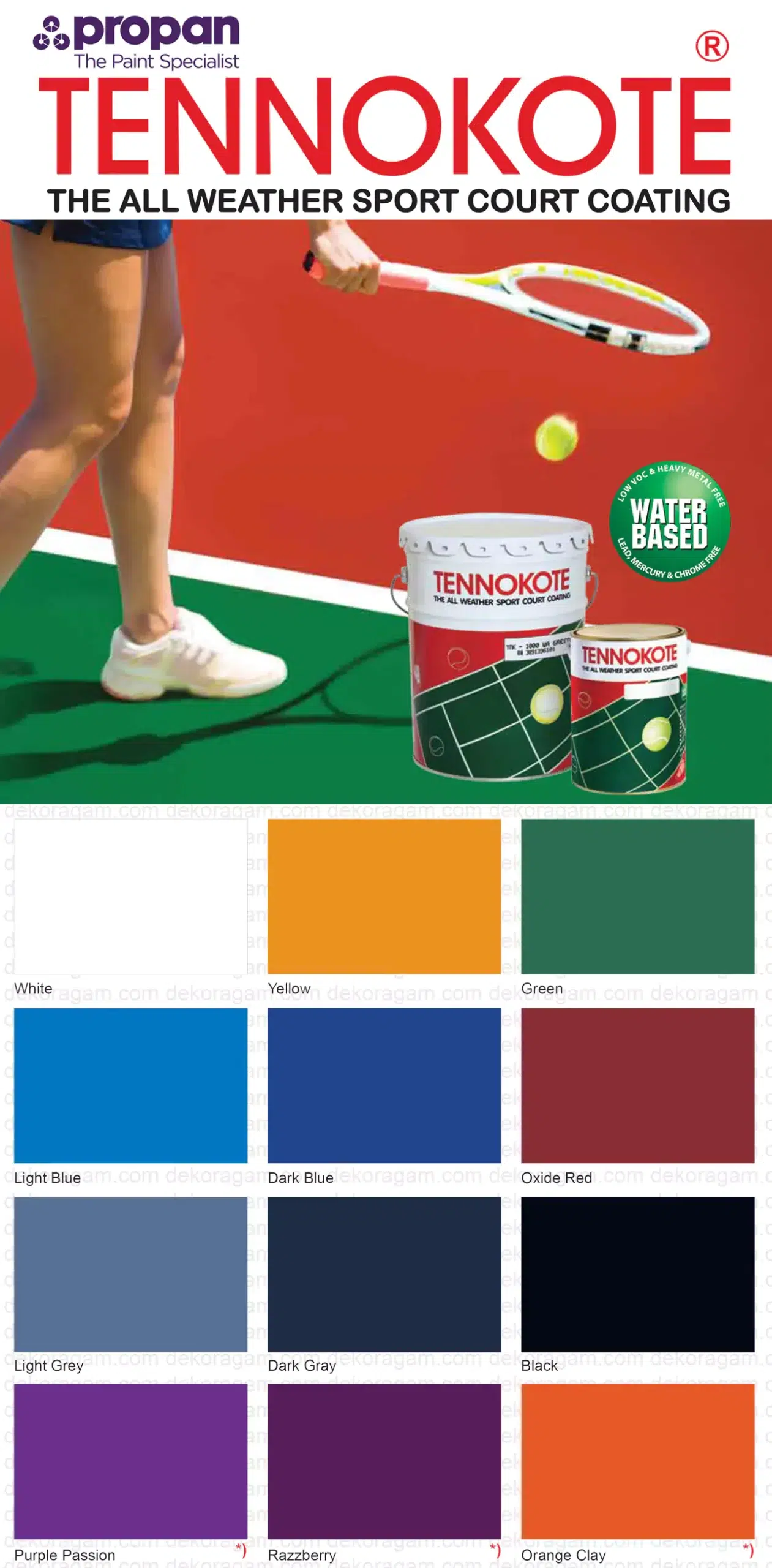 Warna Cat Lapangan Voli Badminton Propan Tennokote