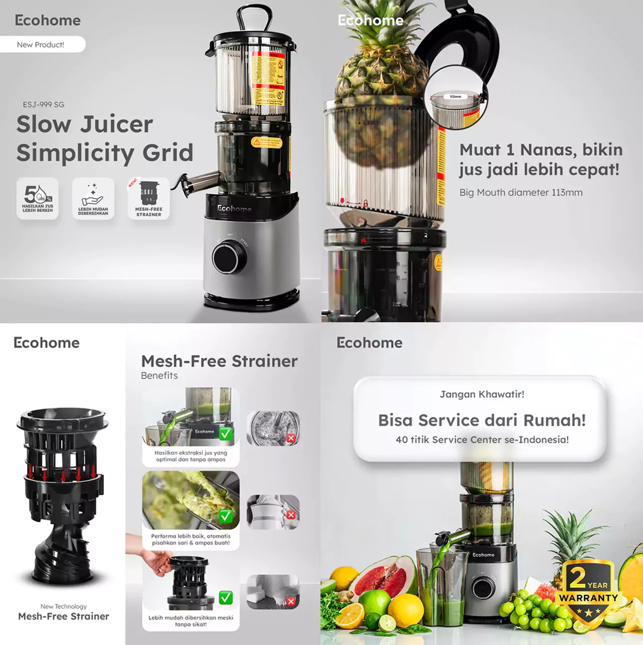 Ecohome Slow Juicer Esj999sg