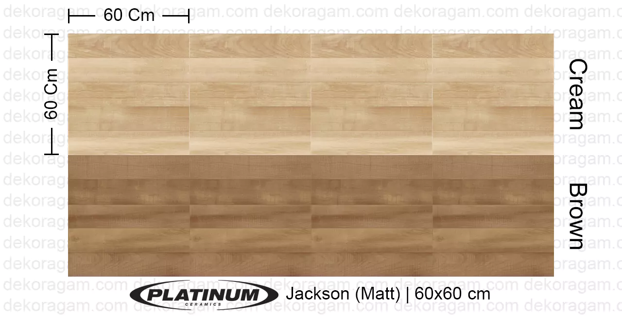 Platinum Ceramics Motif Jackson Matt Warna Cream Brown 60x60 Cm