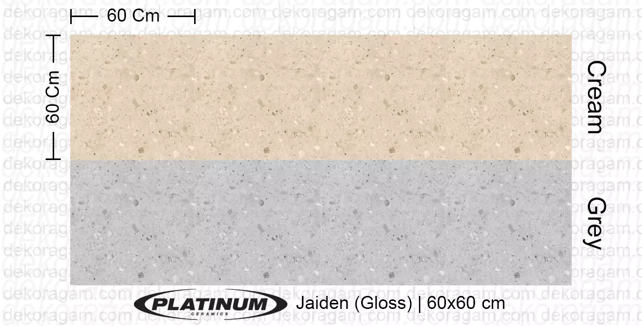 Platinum Ceramics Motif Jaiden Gloss Warna Cream Grey 60x60 Cm