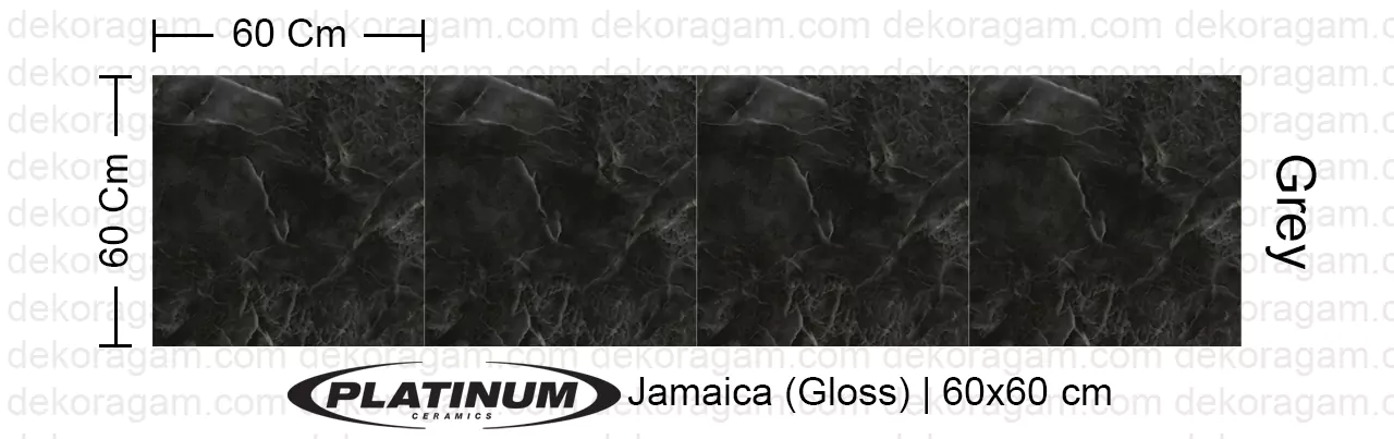 Platinum Ceramics Motif Jamaica Gloss Warna Grey 60x60 Cm