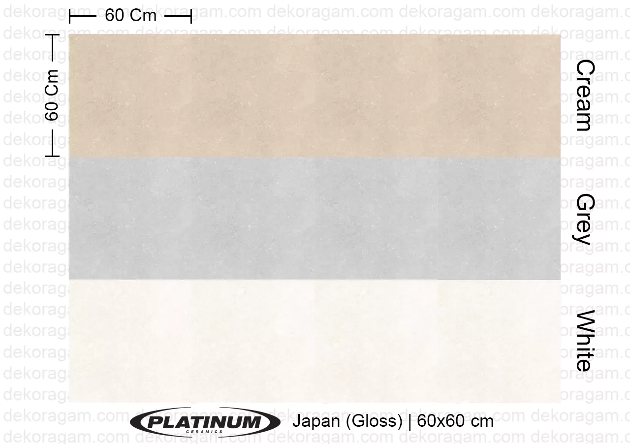 Platinum Ceramics Motif Japan Gloss Warna Cream White Grey 60x60 Cm