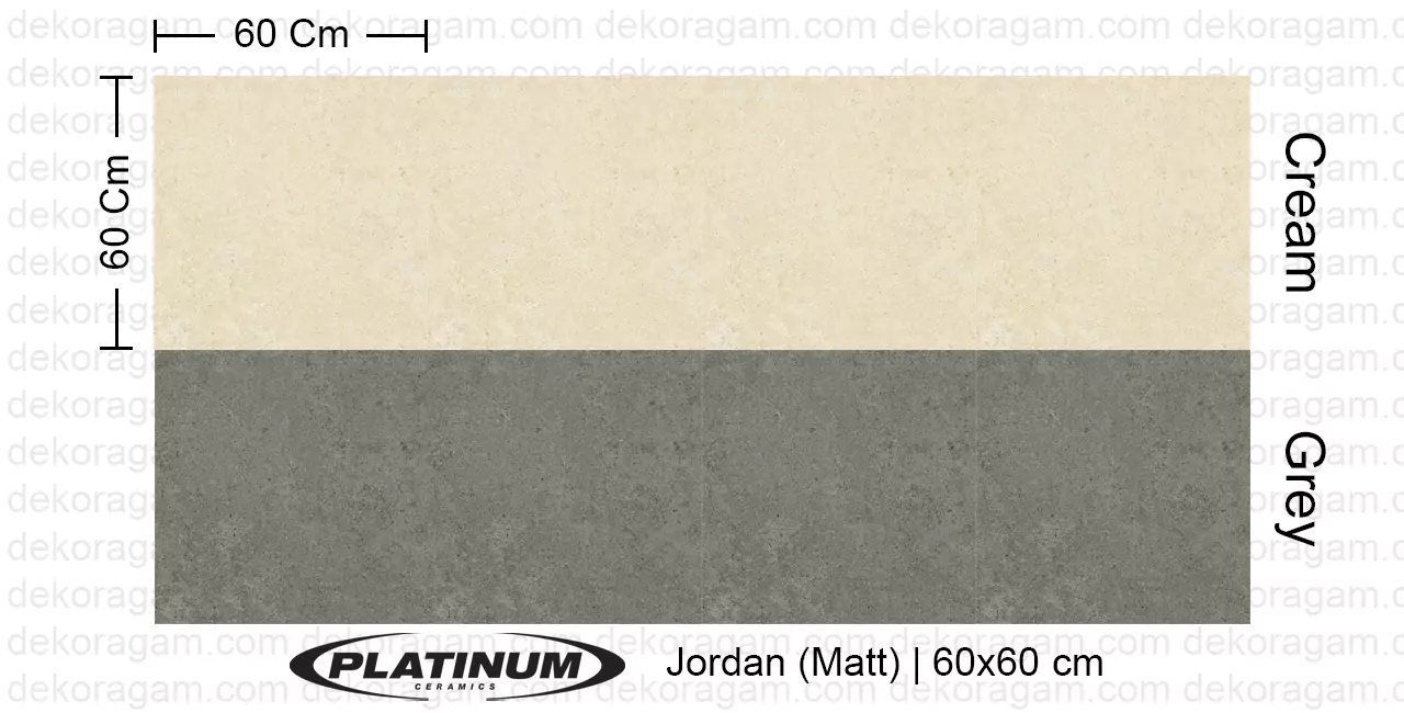 Platinum Ceramics Motif Jordan Matt Warna Cream Grey 60x60 Cm