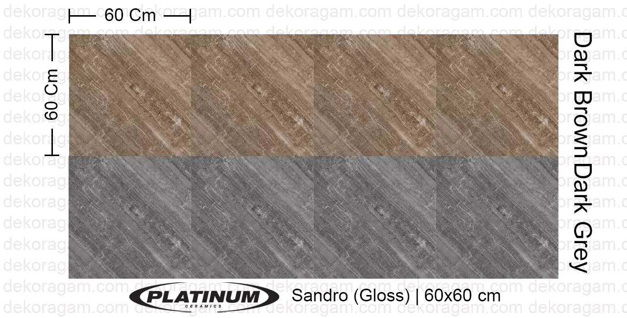 Platinum Ceramics Motif Sandro Warna Dark Brown Dark Grey 60x60 Cm