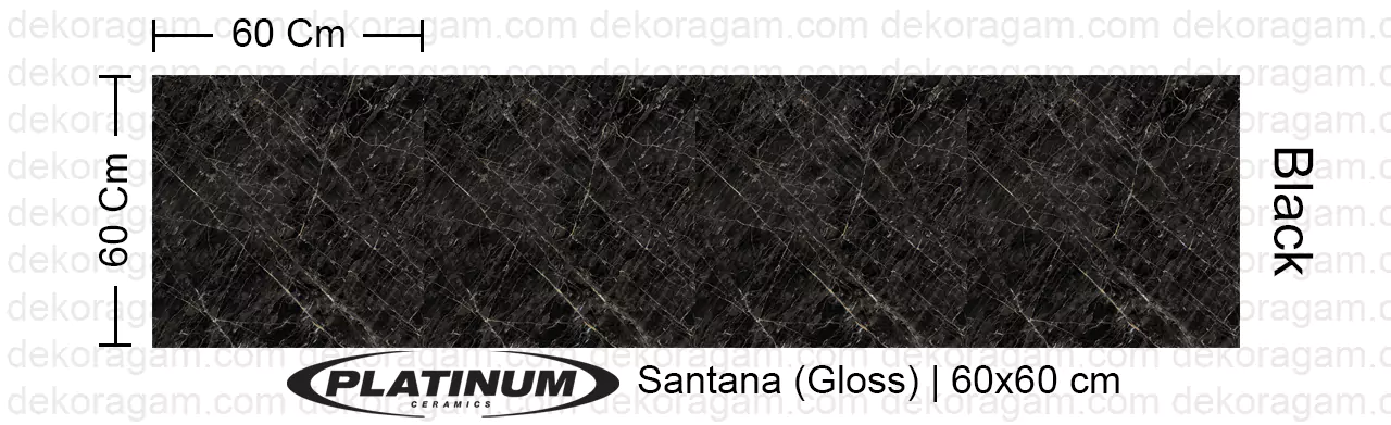 Platinum Ceramics Motif Santana Gloss Warna Black 60x60 Cm