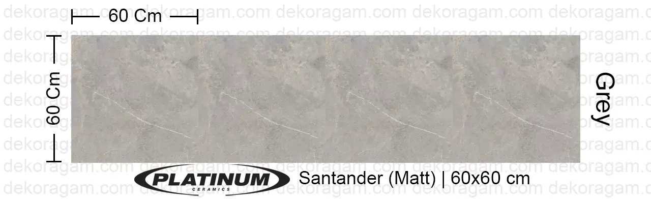 Platinum Ceramics Motif Santander Matt Warna Grey 60x60 Cm