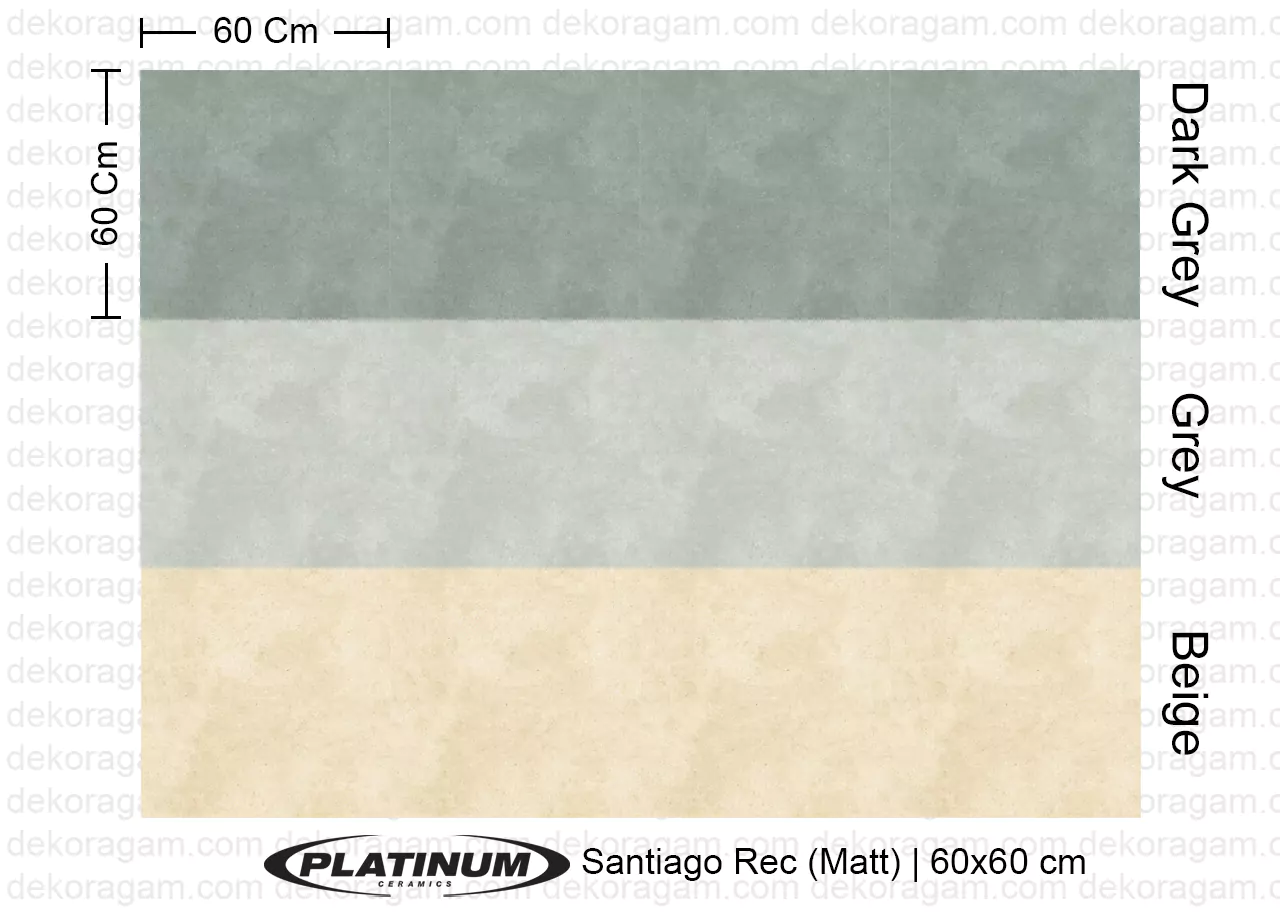 Platinum Ceramics Motif Santiago Rec Matt Warna Dark Grey Grey Beige 60x60 Cm