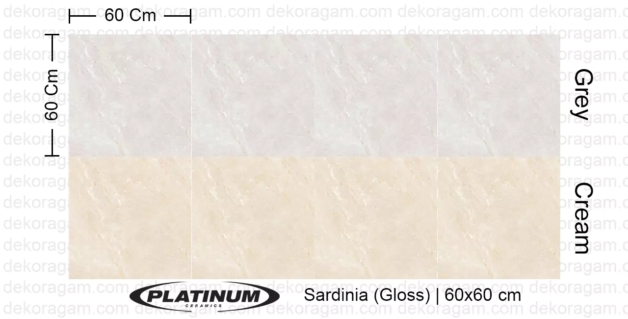 Platinum Ceramics Motif Sardinia Gloss Warna Cream Grey 60x60 Cm