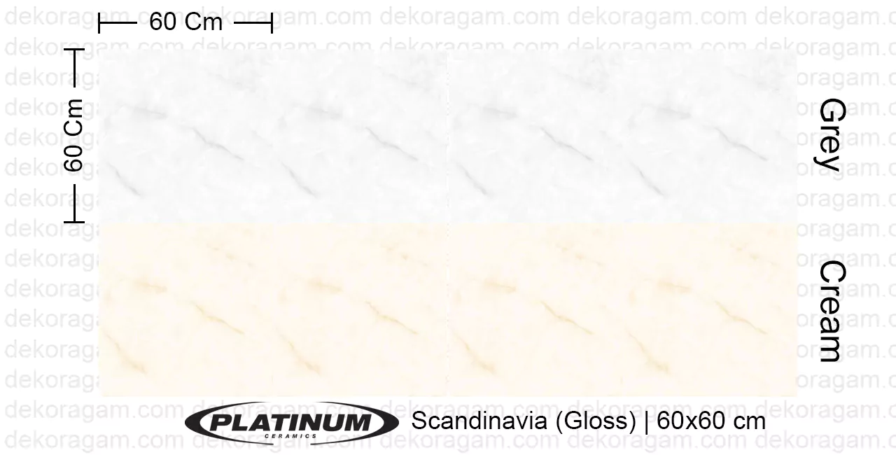 Platinum Ceramics Motif Scandinavia Gloss Warna Cream Grey 60x60 Cm