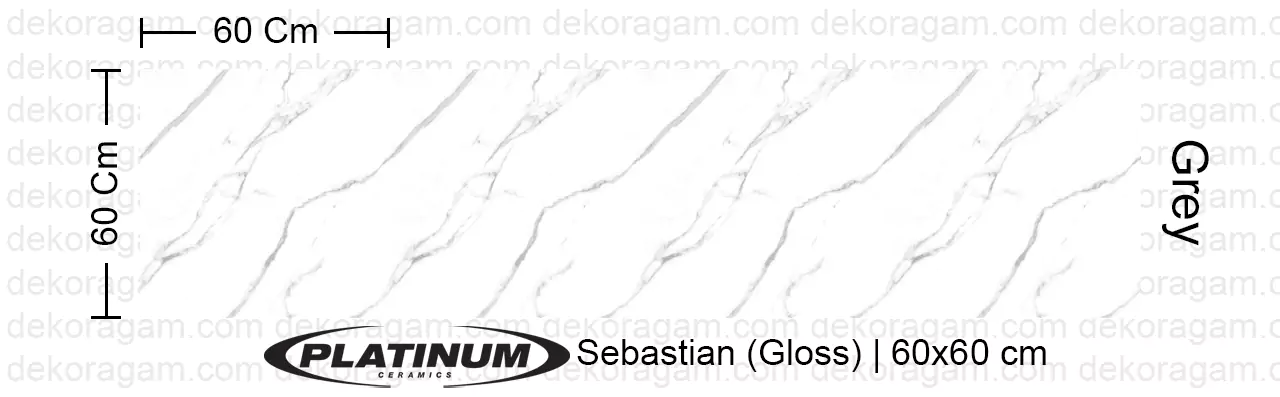 Platinum Ceramics Motif Sebastian Gloss Warna Grey 60x60 Cm