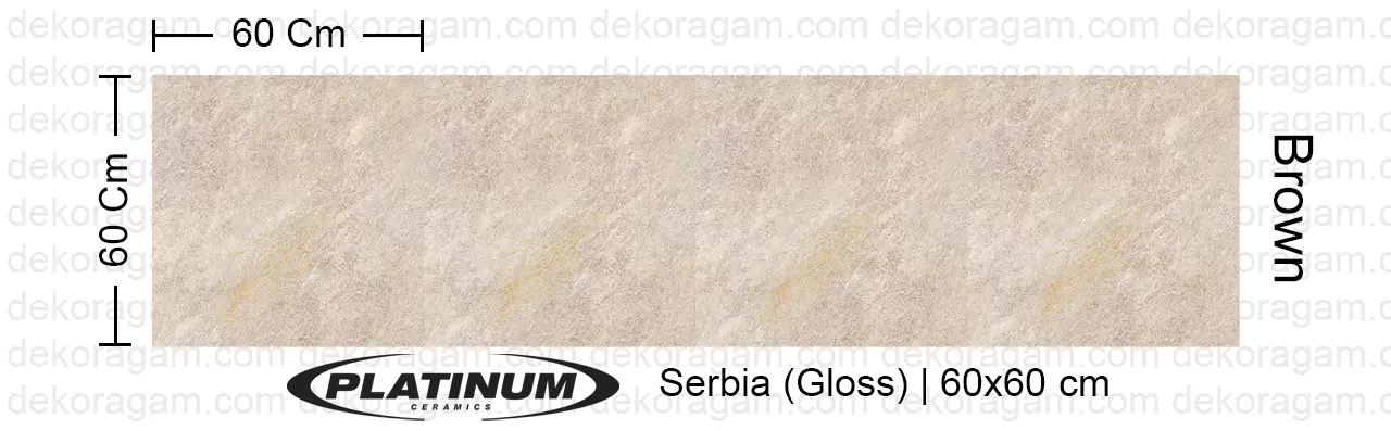 Platinum Ceramics Motif Serbia Gloss Warna Brown 60x60 Cm