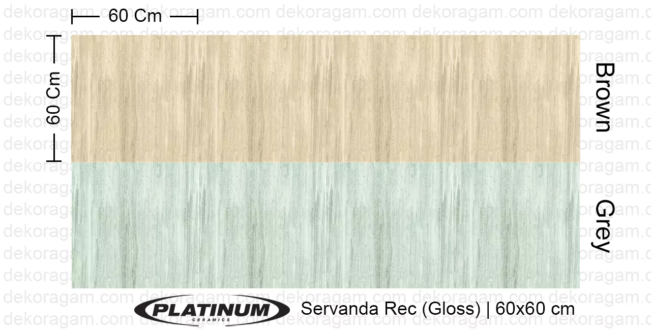 Platinum Ceramics Motif Servanda Rec Gloss Warna Brown Grey 60x60 Cm