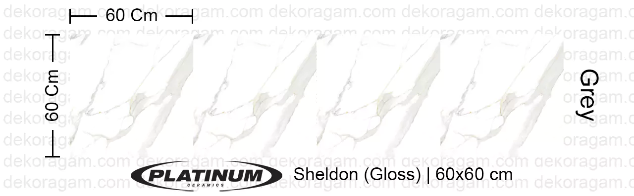 Platinum Ceramics Motif Sheldon Gloss Warna Grey 60x60 Cm