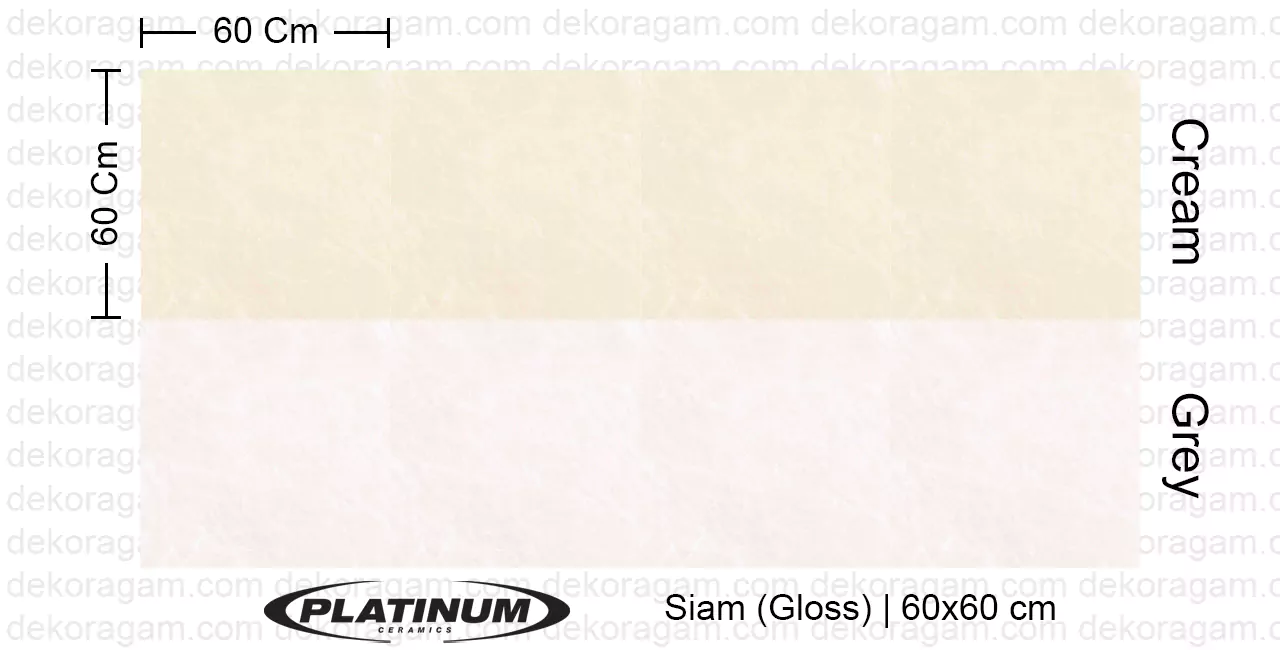 Platinum Ceramics Motif Siam Gloss Warna Cream Grey 60x60 Cm