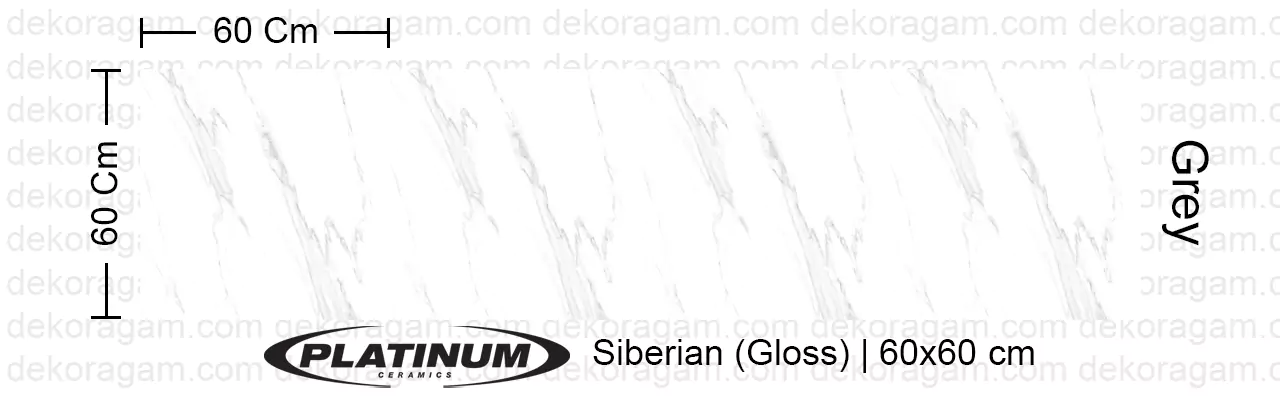 Platinum Ceramics Motif Siberian Gloss Warna Grey 60x60 Cm