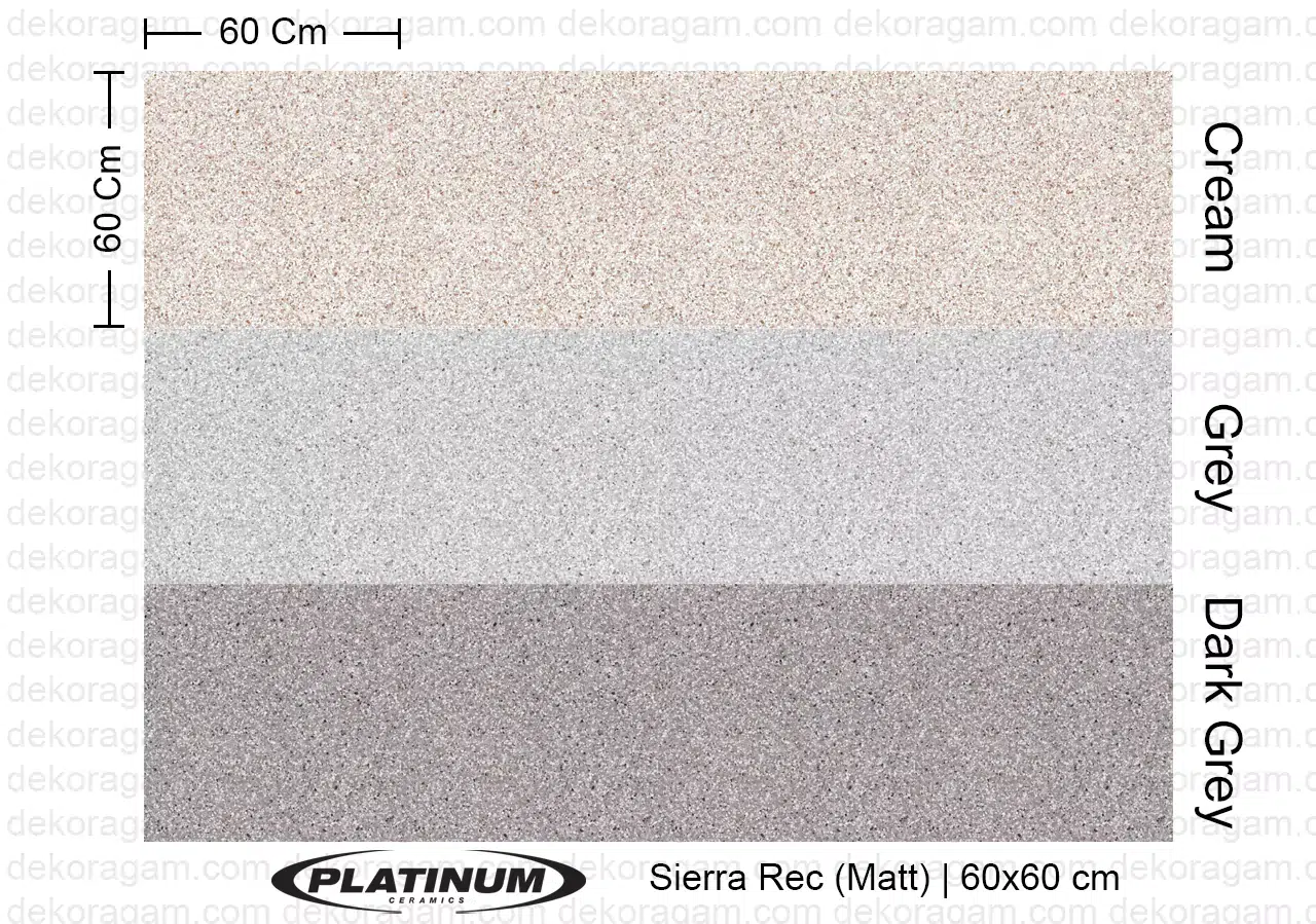 Platinum Ceramics Motif Sierra Rec Matt Warna Cream Grey Dark Grey 60x60 Cm