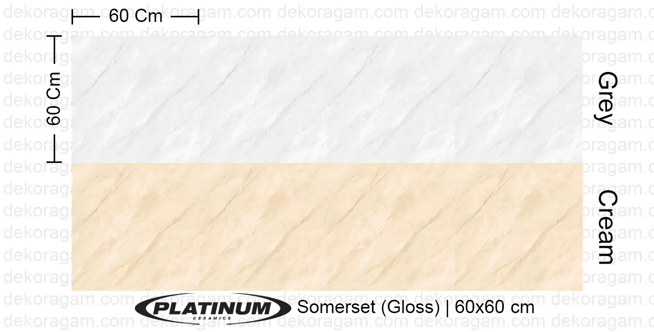 Platinum Ceramics Motif Somerset Gloss Warna Grey Cream 60x60 Cm