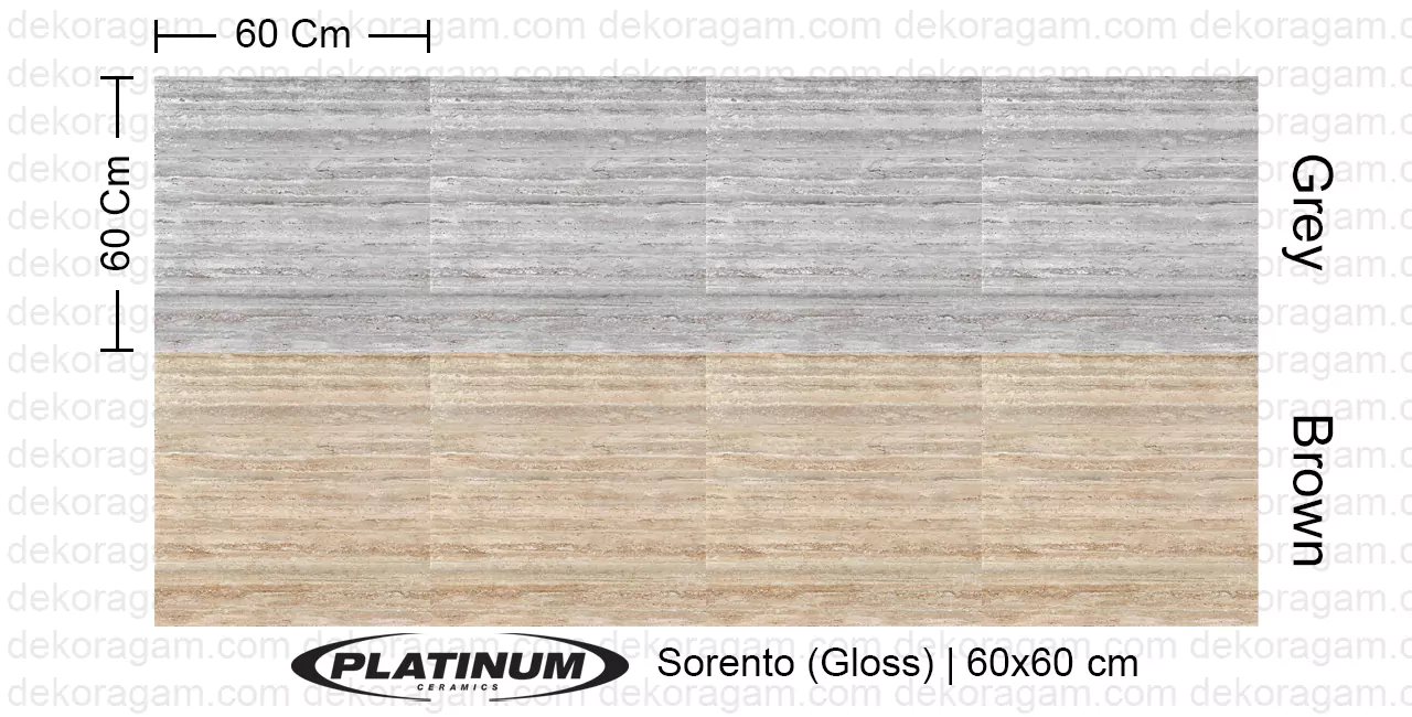 Platinum Ceramics Motif Sorento Gloss Warna Grey Brown 60x60 Cm