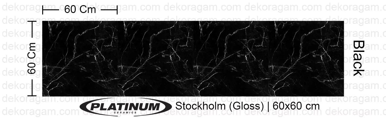 Platinum Ceramics Motif Stockholm Gloss Warna Black 60x60 Cm