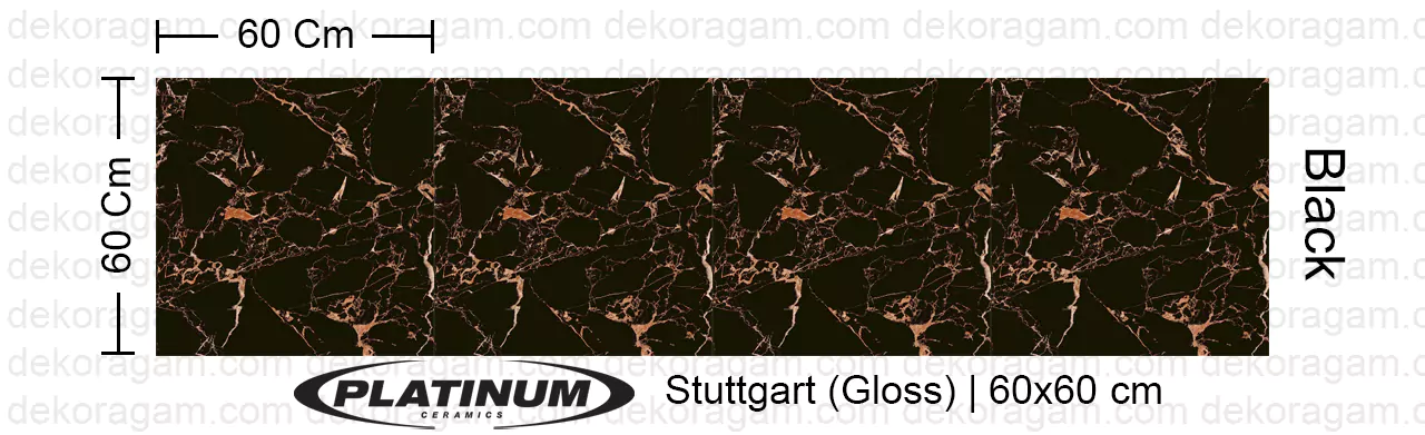 Platinum Ceramics Motif Stuttgart Gloss Warna Black 60x60 Cm