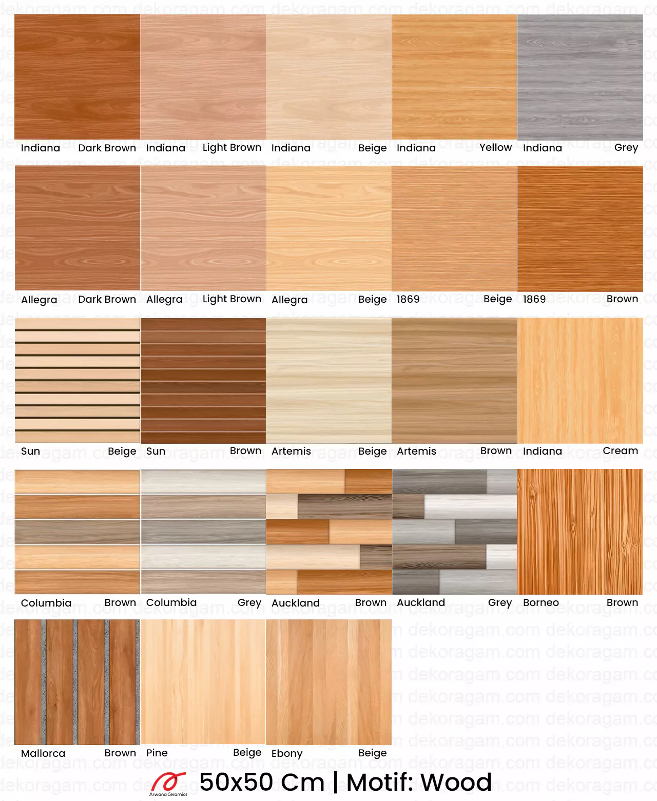 Katalog Keramik Arwana 40x40 Motif Wood