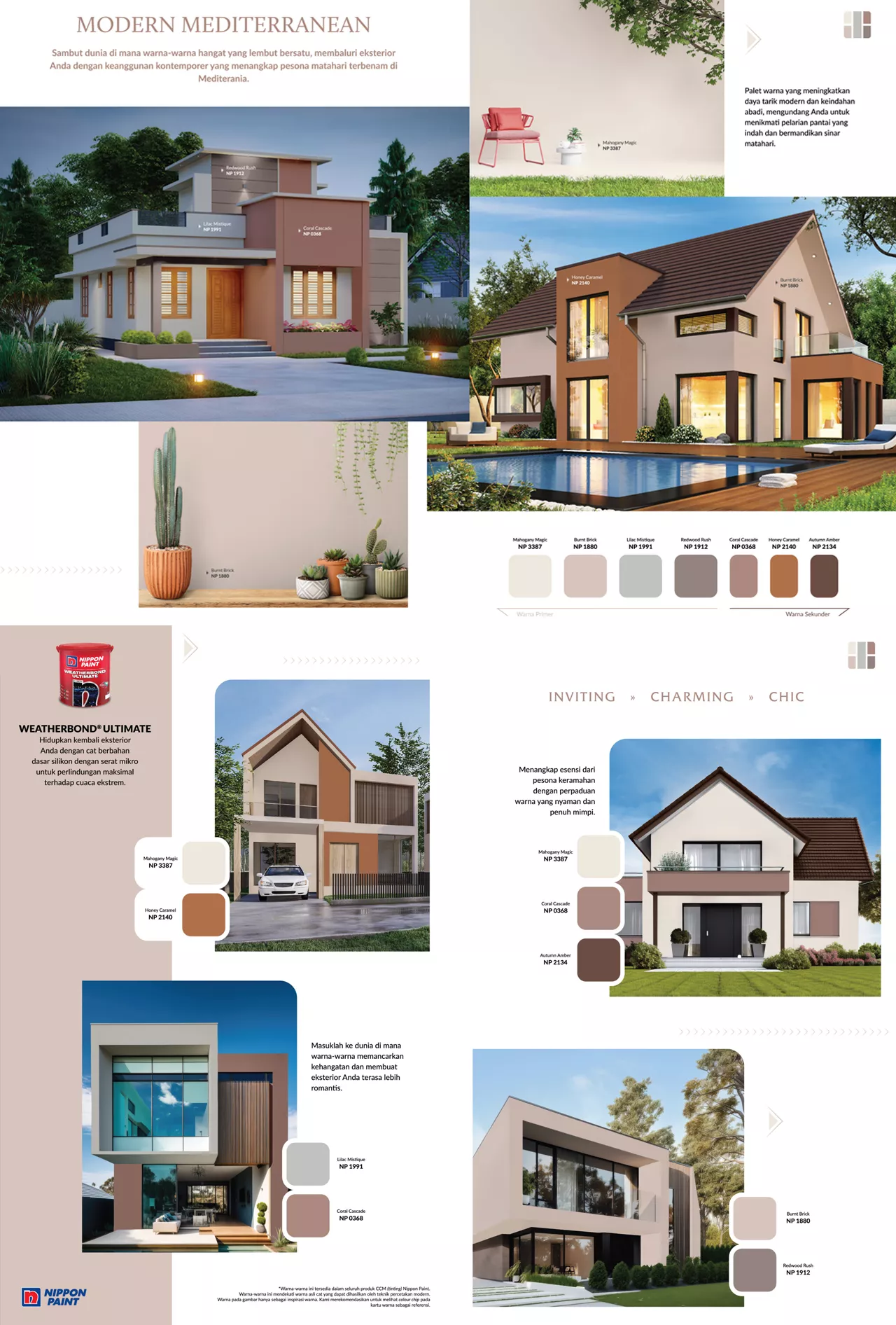 Contoh ide rumah warna coklat nippon paint model modern mediterranean